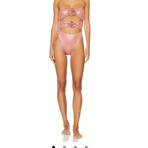 REVOLVE Metallic Rose One Piece Swimsuit
